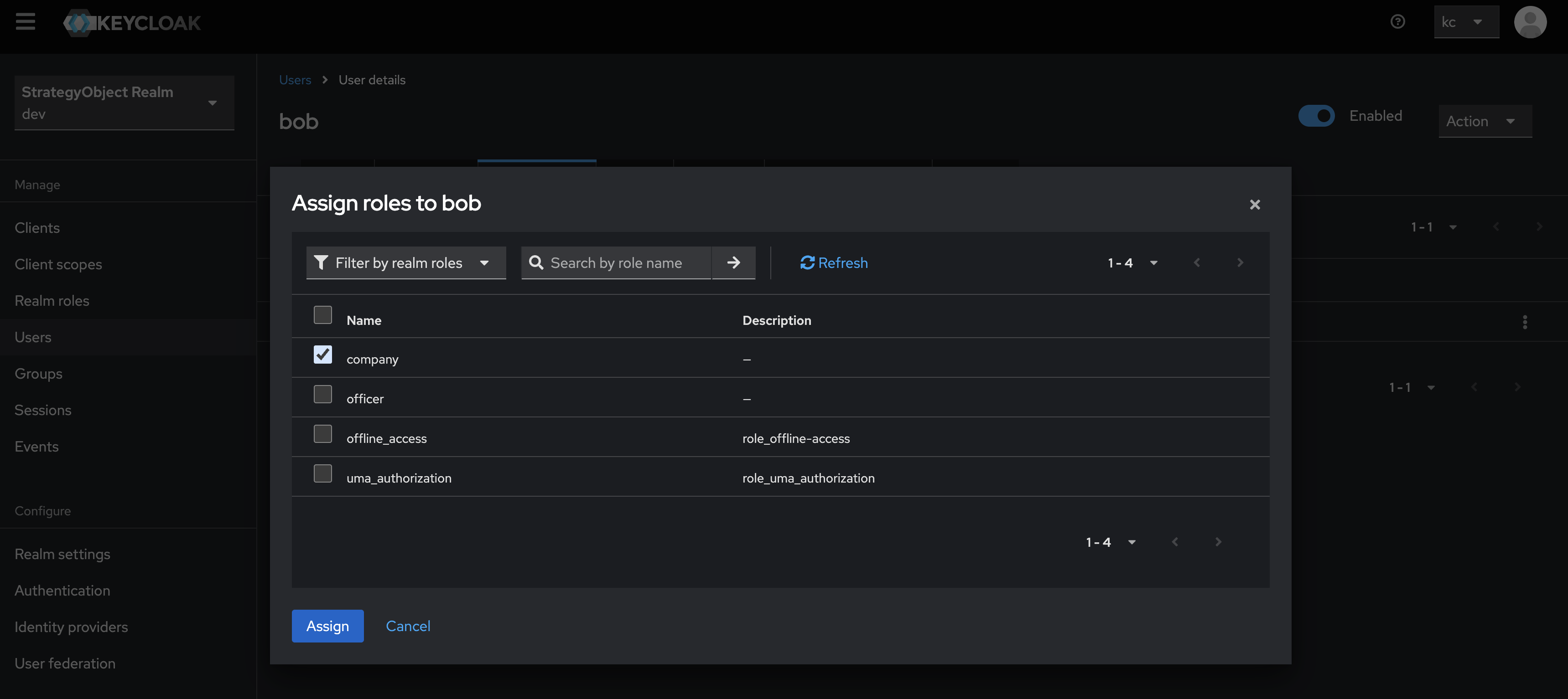 Assign Role Tab