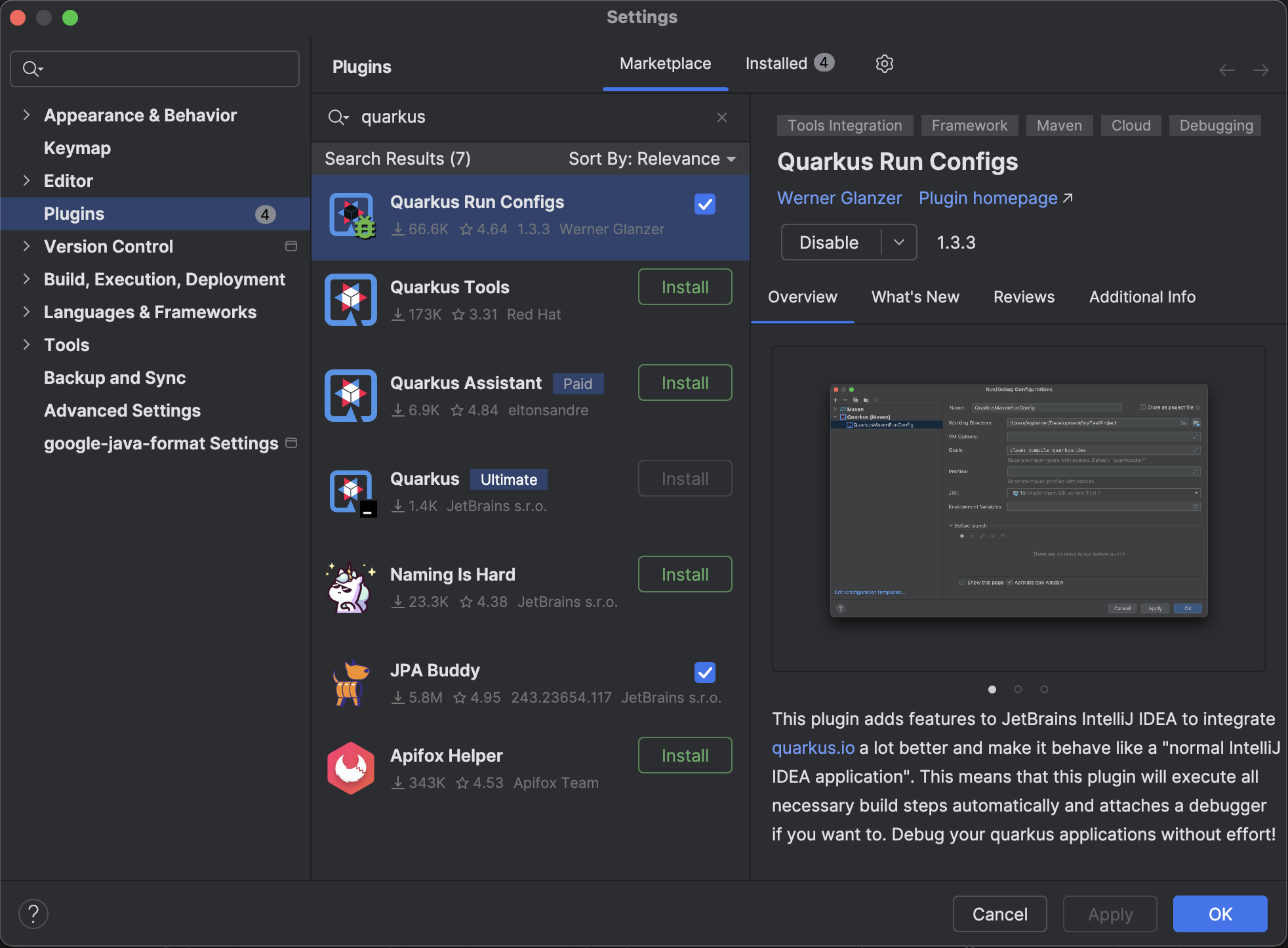 Quarkus Plugin IntelliJIDEA