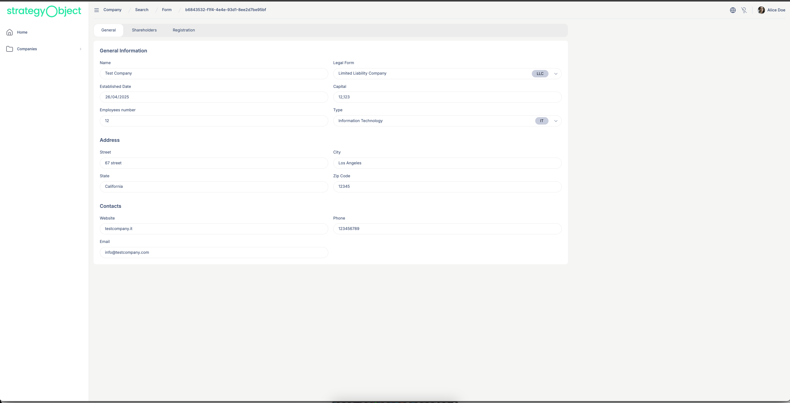 Company View - Company User